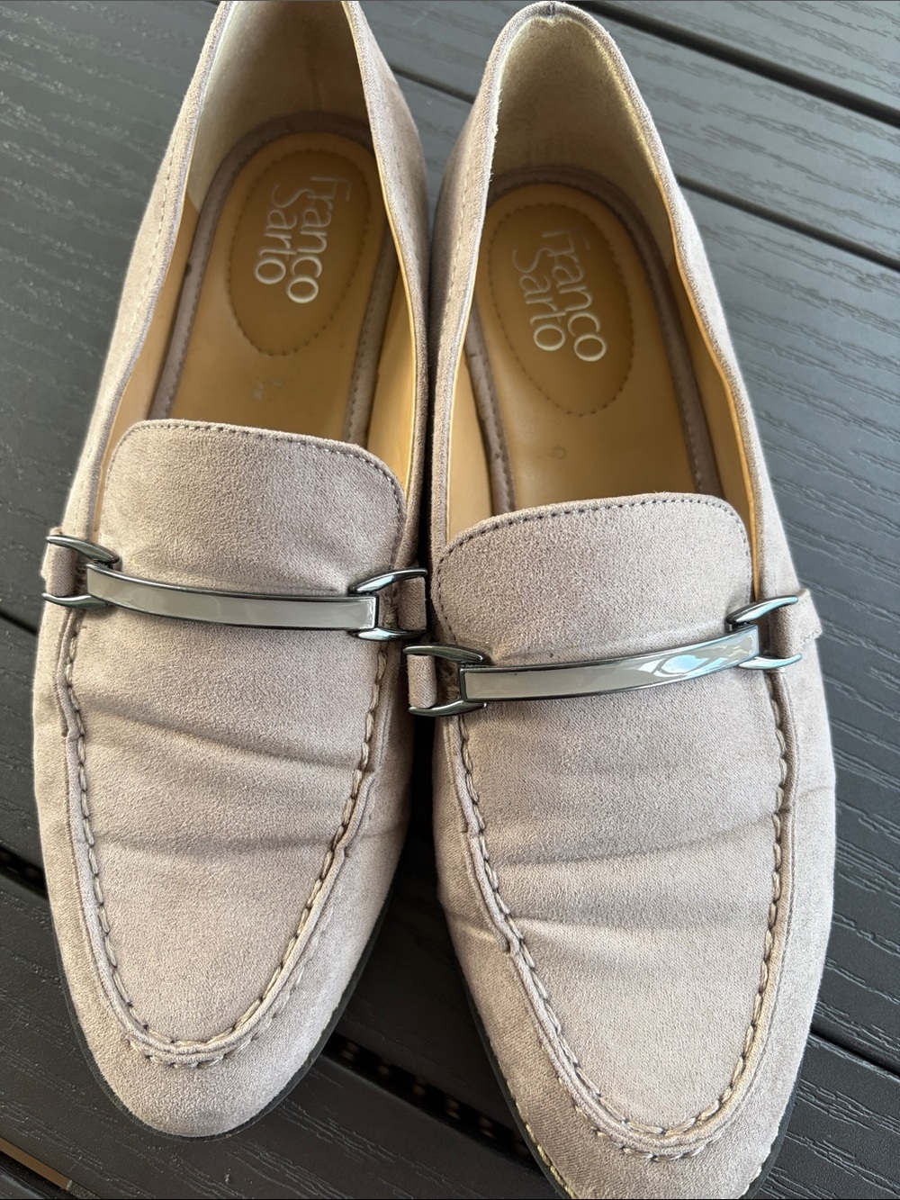 Women’s Franco Sarto Suede-Look Slip-On Loafers in Light Taupe